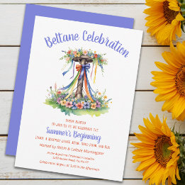 Beltane Maypole Summer Floral Sabbat Party Kaart