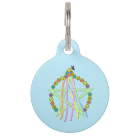 Beltane Pentagram met pastellinten en -bloemen Huisdierpenning