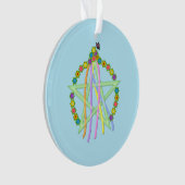 Beltane Pentagram met pastellinten en -bloemen Ornament (voorkant)