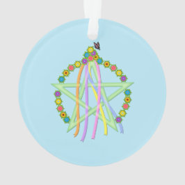 Beltane Pentagram met pastellinten en -bloemen Ornament