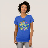 Beltane Pentagram met pastellinten en -bloemen T-shirt (Voorkant volledig)