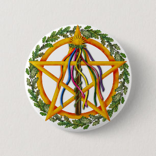 Beltane Star Wiccan Holiday Maypole Ronde Button 5,7 Cm