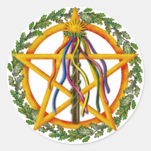 Beltane Star Wiccan Holiday Maypole Ronde Sticker