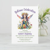 Beltane Summer Fairy Floral Sabbat Party Kaart (Staand voorkant)