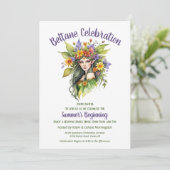 Beltane Summer Fairy Floral Sabbat Party Kaart (Staand voorkant)