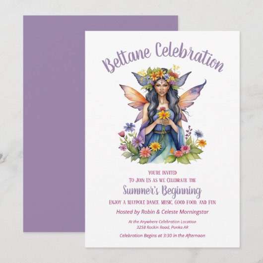 Beltane Summer Fairy Floral Sabbat Party Kaart (Voorkant / Achterkant)