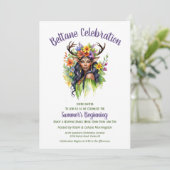 Beltane Summer Fairy Floral Sabbat Party Kaart (Staand voorkant)