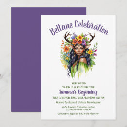 Beltane Summer Fairy Floral Sabbat Party Kaart