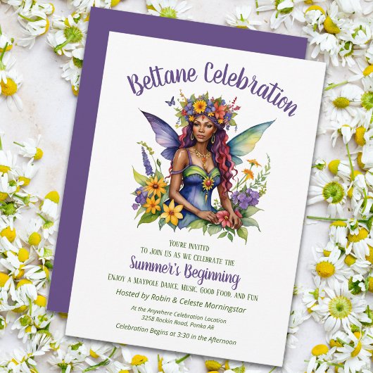 Beltane Summer Fairy Floral Sabbat Party Kaart