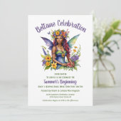 Beltane Summer Fairy Floral Sabbat Party Kaart (Staand voorkant)