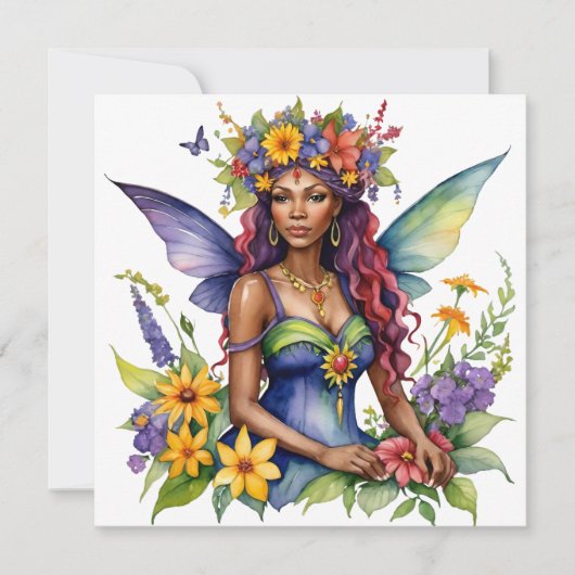 Beltane Summer Fairy Floral Wicca Sabbat  Feestdagenkaart (Voorkant)