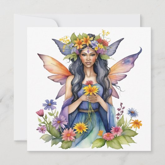 Beltane Summer Fairy Floral Wicca Sabbat  Feestdagenkaart (Voorkant)