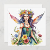 Beltane Summer Fairy Floral Wicca Sabbat  Feestdagenkaart (Voorkant / Achterkant)