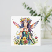 Beltane Summer Fairy Floral Wicca Sabbat  Feestdagenkaart (Staand voorkant)