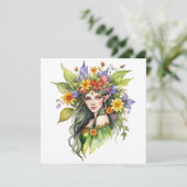 Beltane Summer Fairy Floral Wicca Sabbat Feestdagenkaart (Staand voorkant)