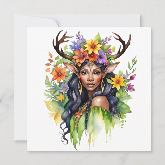 Beltane Summer Fairy Floral Wicca Sabbat  Feestdagenkaart (Voorkant)