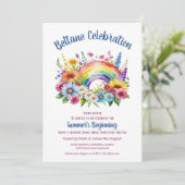 Beltane Summer Floral Rainbow Sabbat Party Kaart (Staand voorkant)