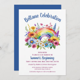 Beltane Summer Floral Rainbow Sabbat Party Kaart