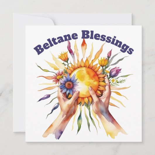 Beltane Summer Floral Sun Sabbat Blessings Feestdagenkaart (Voorkant)