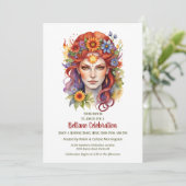 Beltane Summer Goddess Floral Sabbat Party Kaart (Staand voorkant)
