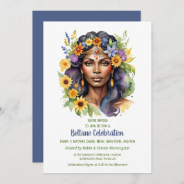Beltane Summer Goddess Floral Sabbat Party Kaart