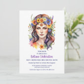 Beltane Summer Goddess Floral Sabbat Party Kaart (Staand voorkant)