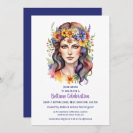 Beltane Summer Goddess Floral Sabbat Party Kaart