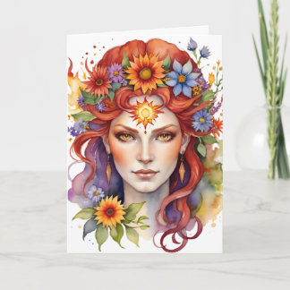 Beltane Summer Goddess Floral Wicca Sabbat  Feestdagen Kaart
