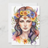 Beltane Summer Goddess Floral Wicca Sabbat  Feestdagenkaart (Voorkant)