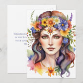 Beltane Summer Goddess Floral Wicca Sabbat  Feestdagenkaart (Voorkant / Achterkant)