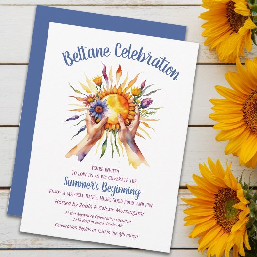Beltane Summer Sun Floral Sabbat Party Kaart