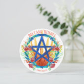 Beltane Wiccan Pentacle Fire & Summer Flowers Feestdagenkaart (Staand voorkant)