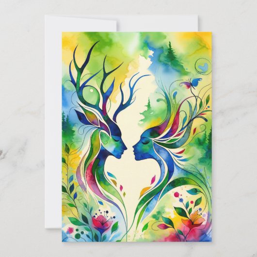 Beltane Zegeningen Lord & Lady Flat Vakantie Kaart (Voorkant)