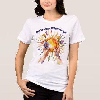 Beltane Zomer Bloem Zon Sabbat Zegeningen Tri-Blend Shirt