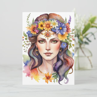 Beltane Zomer Godin Bloem Wicca Sabbat Feestdagenkaart