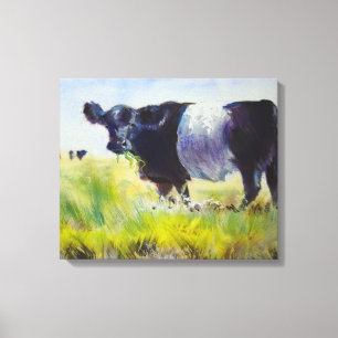 Belted Galloway Koe schilderij Canvas Afdruk