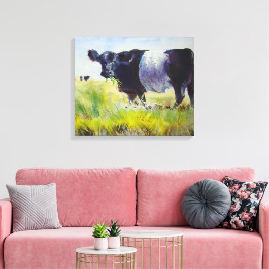 Belted Galloway Koe schilderij Canvas Afdruk (Insitu (Woonkamer))