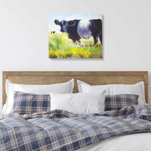 Belted Galloway Koe schilderij Canvas Afdruk (Insitu (Slaapkamer))