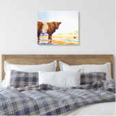 Belted Galloway Koe schilderij Surreal Beach Scene Canvas Afdruk (Insitu (Slaapkamer))
