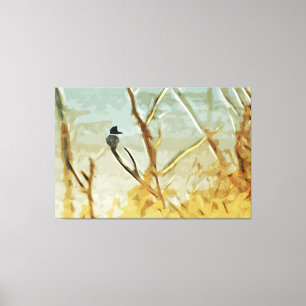 Belted Kingfisher bij Rivers Edge Abstract Canvas Afdruk
