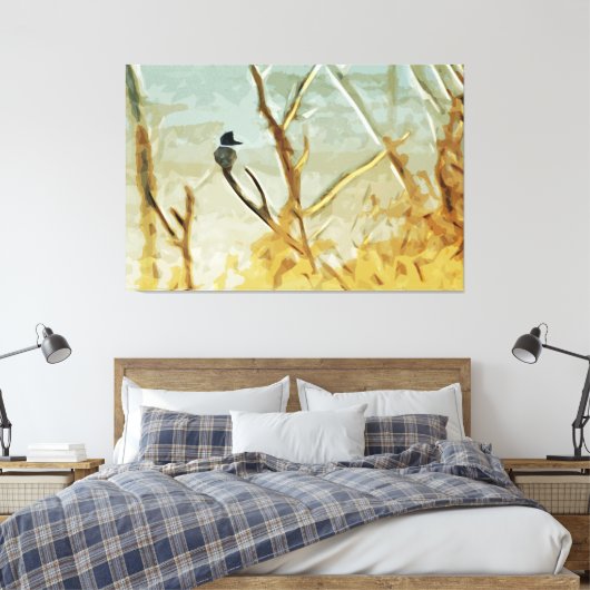 Belted Kingfisher bij Rivers Edge Abstract Canvas Afdruk (Insitu (Slaapkamer))