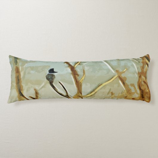 Belted Kingfisher bij Rivers Edge Abstract Lichaamskussen (Voorkant)