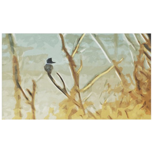 Belted Kingfisher bij Rivers Edge Abstract Tafelkleed (Voorkant (Horizontaal))