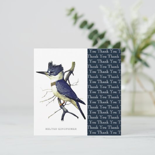 Belted Kingfisher Bird Lovers Artwork Custom Bedankkaart (Staand voorkant)