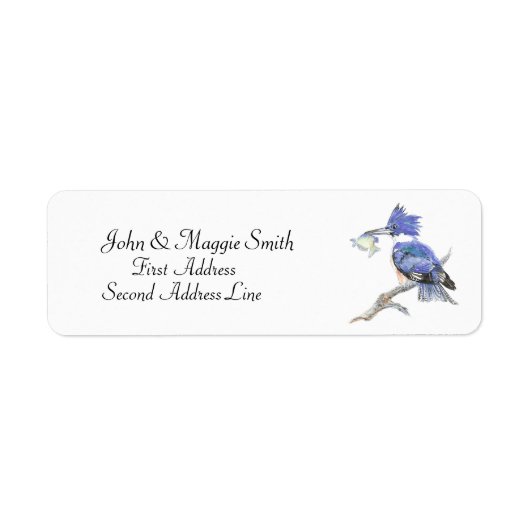 Belted Kingfisher - Bird, Natuur Address Label (Voorkant)