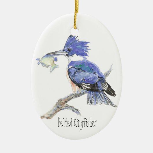 Belted Kingfisher - Bird, Natuur Keramisch Ornament (Voorkant)