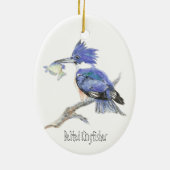 Belted Kingfisher - Bird, Natuur Keramisch Ornament (Achterkant)