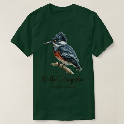 Belted Kingfisher De Vogelliefhebber Collectie TSh T-shirt (Design voorkant)