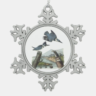 Belted Kingfisher door Audubon Tin Sneeuwvlok Ornament