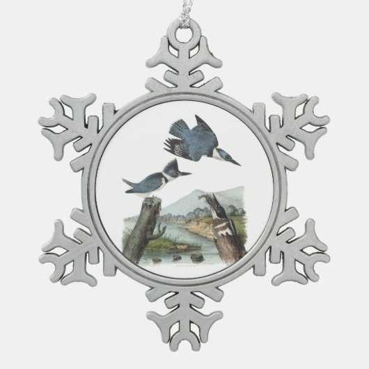 Belted Kingfisher door Audubon Tin Sneeuwvlok Ornament (Voorkant)